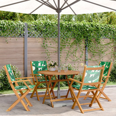 4 - Person Acacia Solid Wood Patio Dining Set Round Table