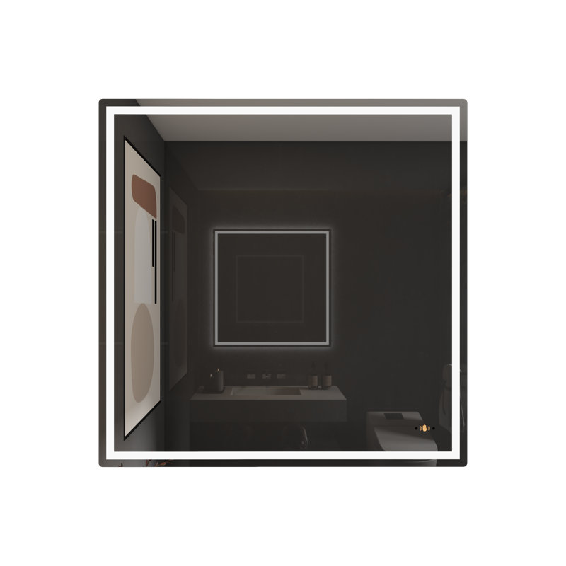 Johnine Touchless Bathroom LED Mirror Gesture Sensor Wall Lighted Frontlit&Backlit 3-Color Dimmable, 30" x 30"