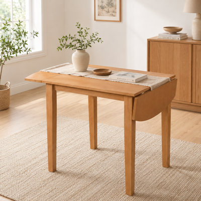 Space-Saving Modern Wooden Extendable Dining Table, Natural Wood Tone Foldable Design, 29-47 Inch for 2-4 Household