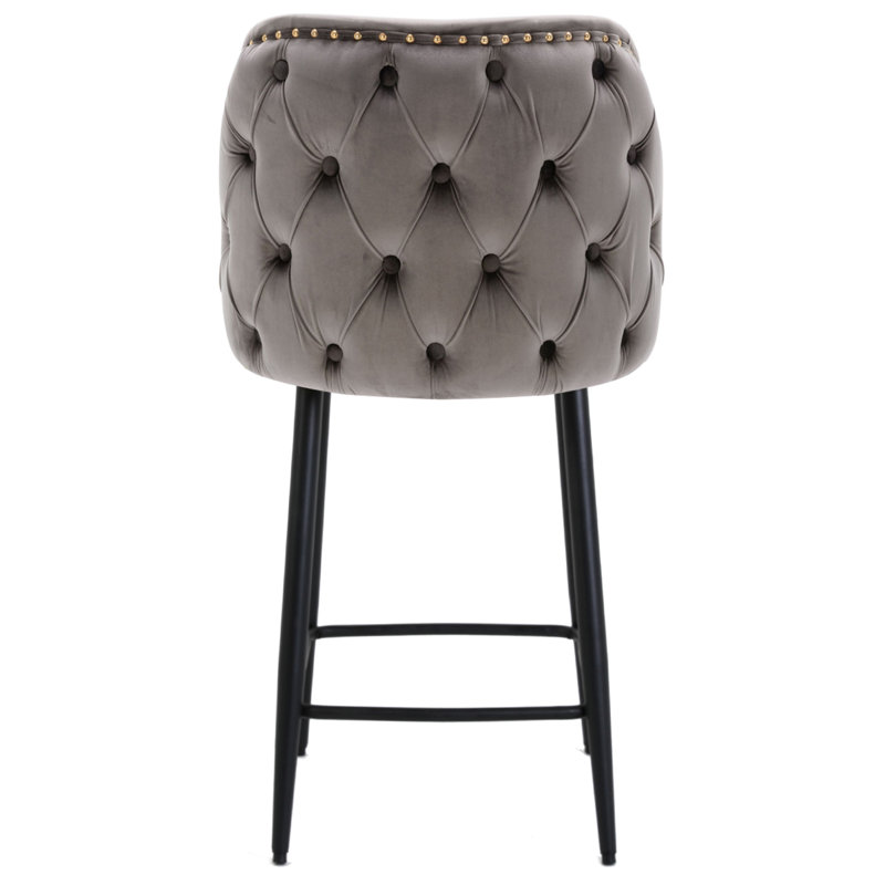 Atka Upholstered Counter Stool with Metal Frame, Charcoal
