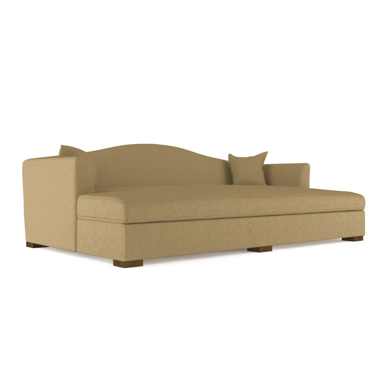 Horatio Camelback Taper Curved-Arm Daybed, Vintage Leather Pumice, Weathered