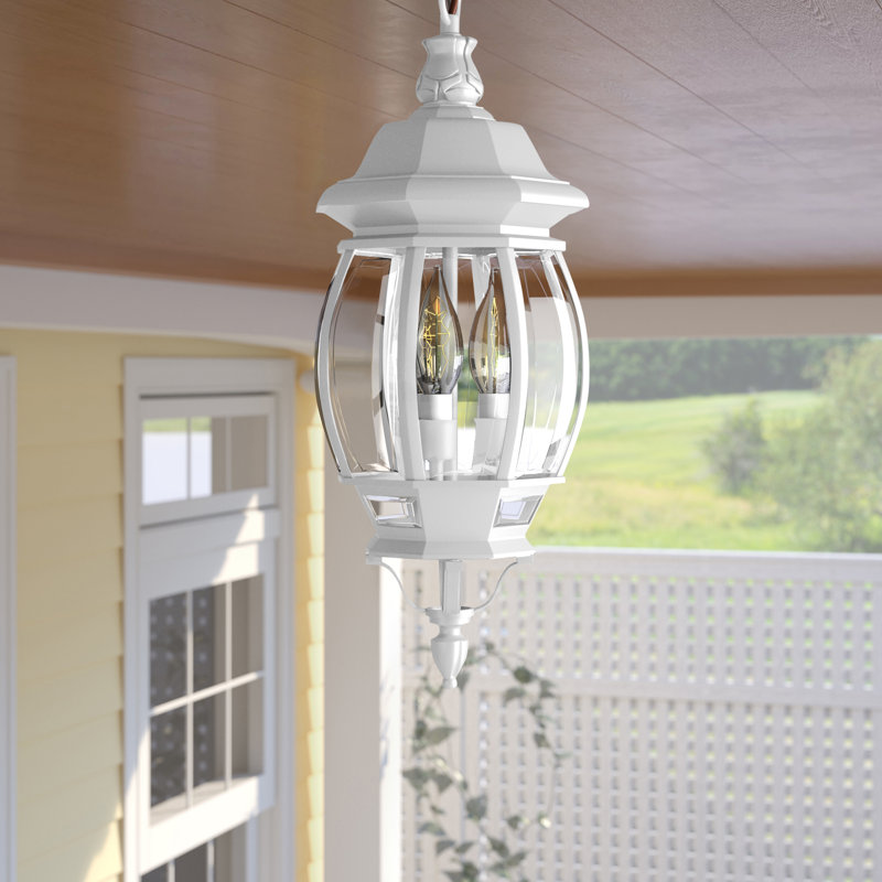 3 - Light Outdoor Hanging Lantern, White