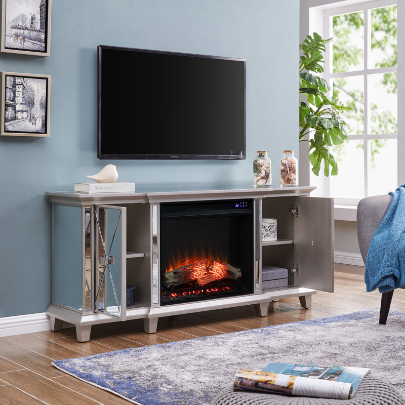 Katrien 58'' W Mirror/Silver Electric Fireplace