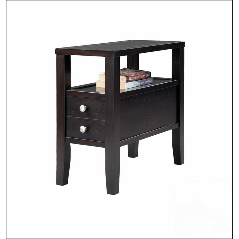 Table d'appoint / table de bout en bois 24 po, 2 tiroirs, design traditionnel, espresso