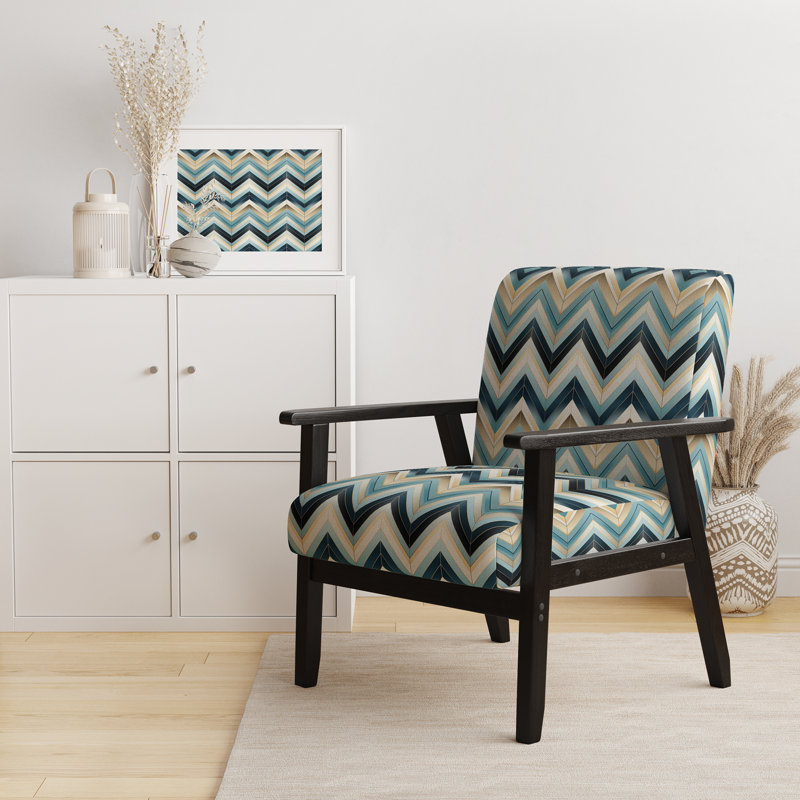 Fauteuil de 23 po de large Cantina, Bleu / doré, Accoudoirs carrés noirs