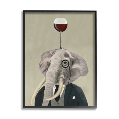 " Fancy Elephant Suit Monocle Holding Wine Glass " by Coco De Paris
