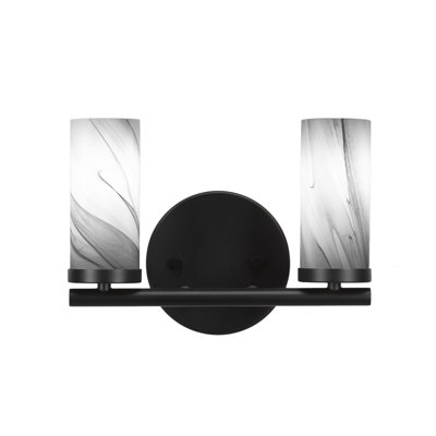 Trinity 2 Light Bath Bar Shown With 2.5” Onyx Swirl Glass