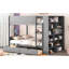 Lit double superposé double en gris - 2 tiroirs et armoire multicouche pour une chambre d'amis soignée et durable-1057080100-1057080102