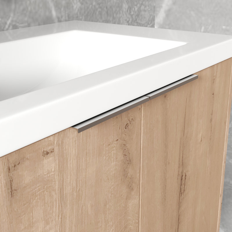 Meuble-lavabo à fermeture en douceur avec lavabo, Imitation chêne