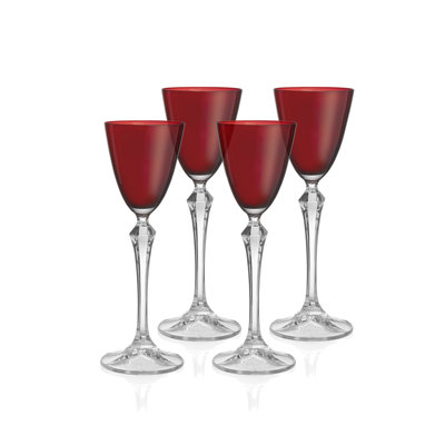 Vivid Liquor Glass , Stemmed , Ruby, 3 oz. Set of 4
