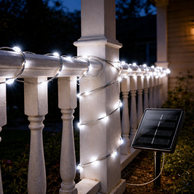 Guirlande de 72 lumières à énergie solaire 72 pi avec 8 modes de lumières décoratives pour fêtes décoratives du 4 juillet