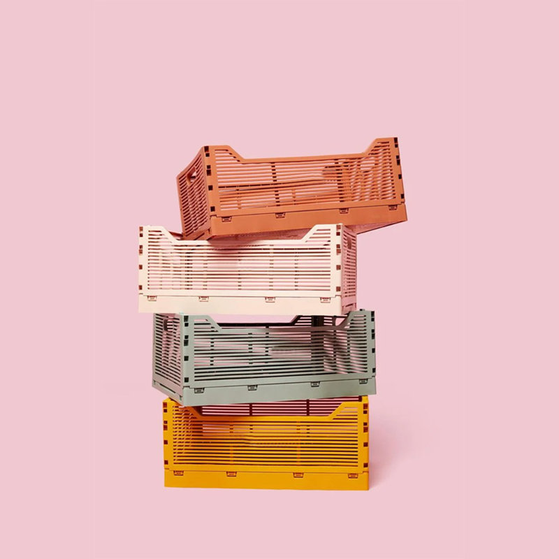 Rebrilliant Plastic Crate, 1, 5.9" H x 15.75" W x 11.8" D, Blush Pink