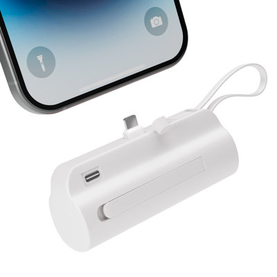 BAOKALER 4500mAh Mini Power Bank with Fast Charging, Ultra Portable 2 in 1 Plug in Battery Pack for iPhone Android Samsung Galaxy Universal Compatibility(White)