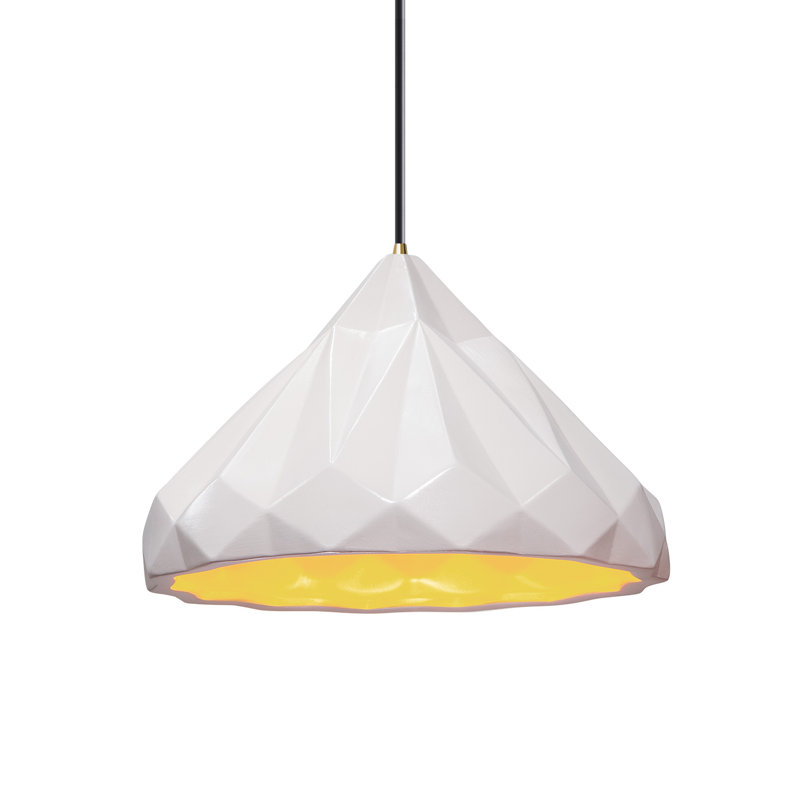 Cattier 1 - Light Single Geometric Pendant, Antique Brass, Matte White/Champagne Gold