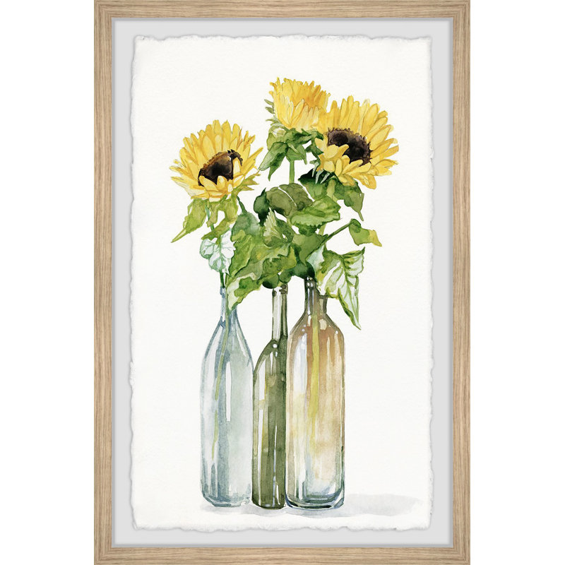 Spring Flowers In Bottle - Single Picture Frame Painting, 45cm H x 38cm W