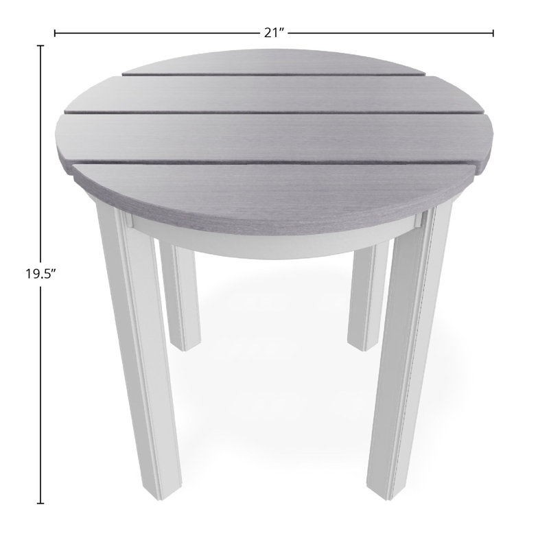Outdoor Round Side Table, Gray/White