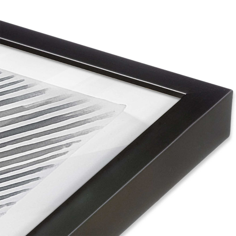Illusion linéaire II, Cadre simple en zinc patiné, H 13,75 po x l 13,75 po