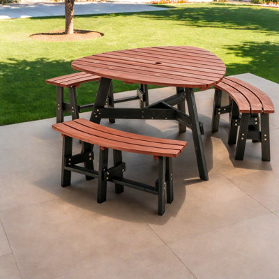 Ensembles de salle à manger de patio peu encombrants, table de jardin rustique 6 places en bois massif