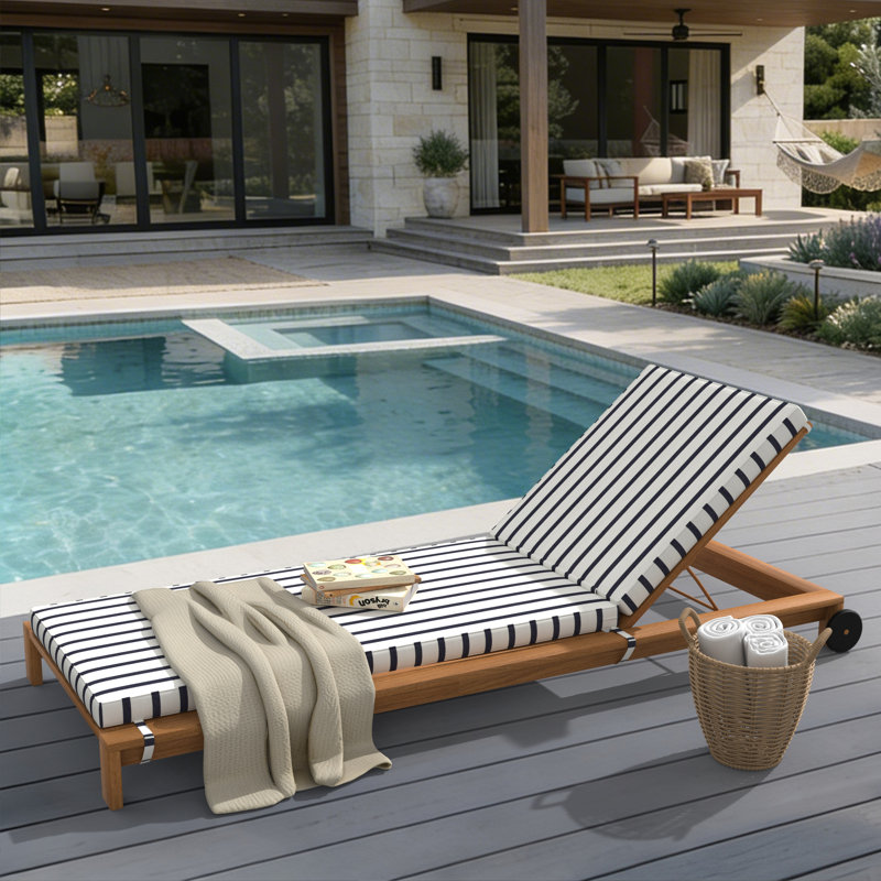 Outdoor Chaise Cushion With Sunbrella Fabric, 26" W x 80" D, Sunbrella® Lido Indigo