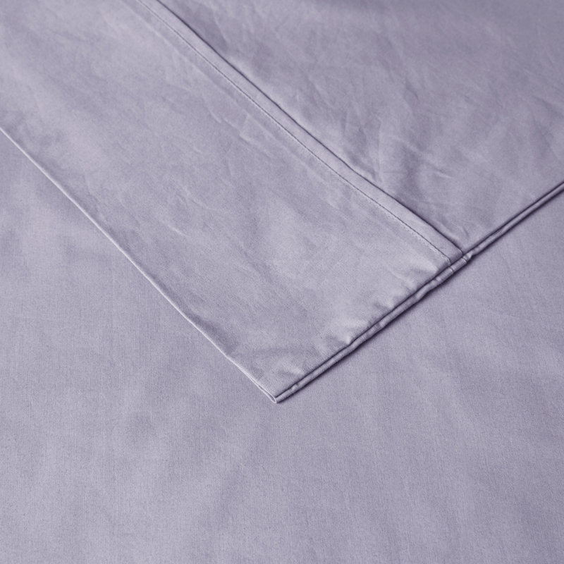 Peached Percale 200 Thread Count Relaxed Cotton Percale Sheet Set, Queen, Purple