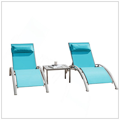 Pool Lounge Chairs Set Of 3 (2 Lounge Chairs+1 Table)