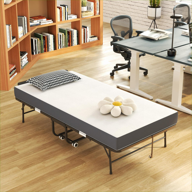 Lit escamotable très grand extra pliable avec tête de lit ajustable, structure en métal noir mat