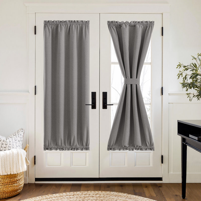  100% Blackout Curtain for Door Window, Privacy Room Darkening Shade Thermal Insulated French Door Curtain with Tie Back, Elegant Home Decoration, 1 Panel