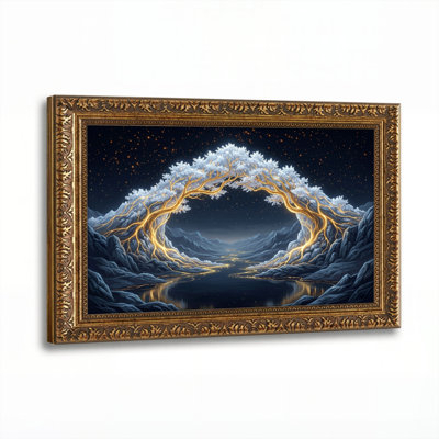 Walnut Gold Framed，Canvas Wall Art for Living Room, Bedroom, Office or Entryway – Decorative Wall Decor with Winter Arch