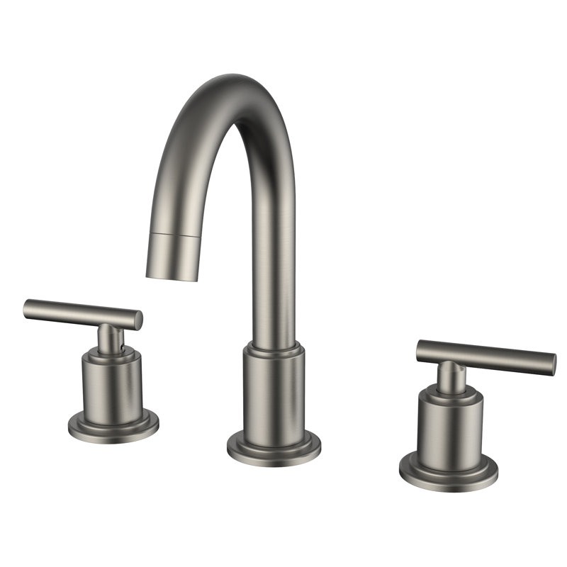 Widespread 2-handle Bathroom Faucet with Drain Assembly, Brushed Nickel