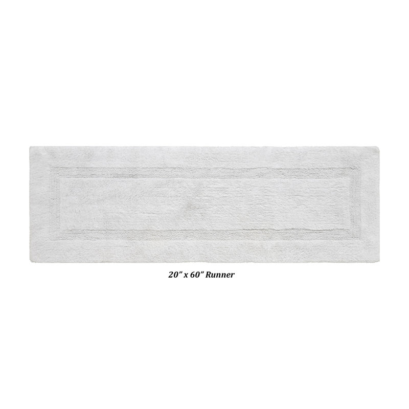 Rozanne Reversible Cotton Bath Rug, White, 20" x 60" Runner