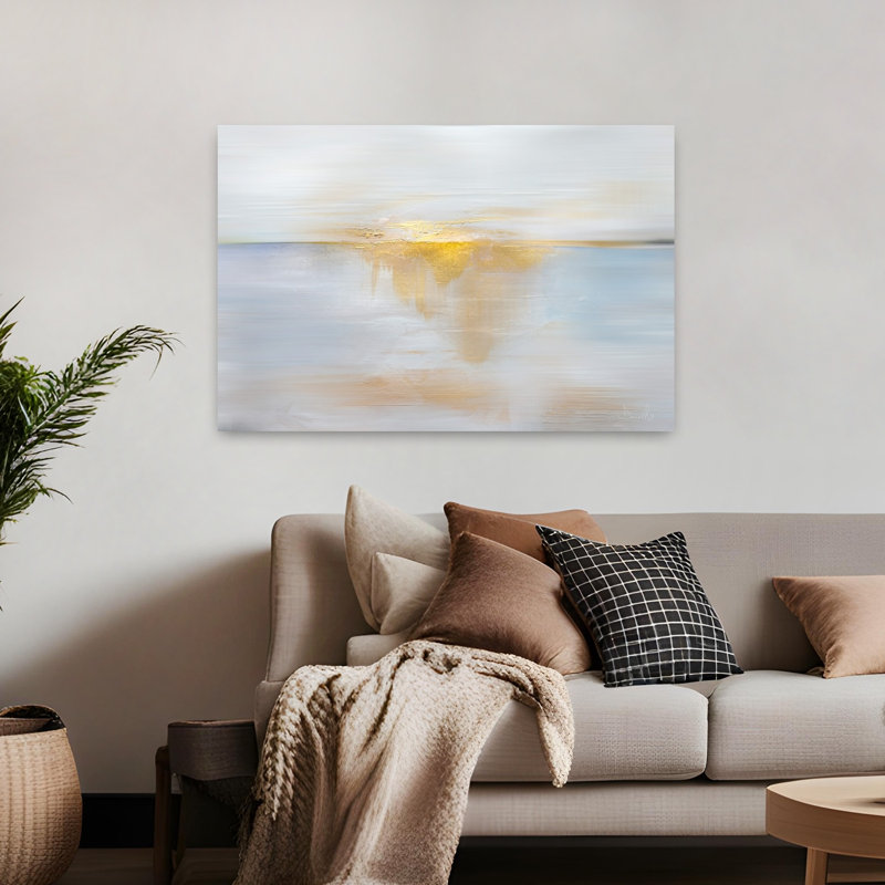 Art contemporain, poisson abstrait, paysage côtier, art, H 32 po x l 48 po
