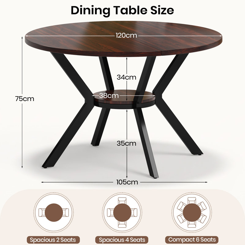 Metal Base Dining Table, Brown