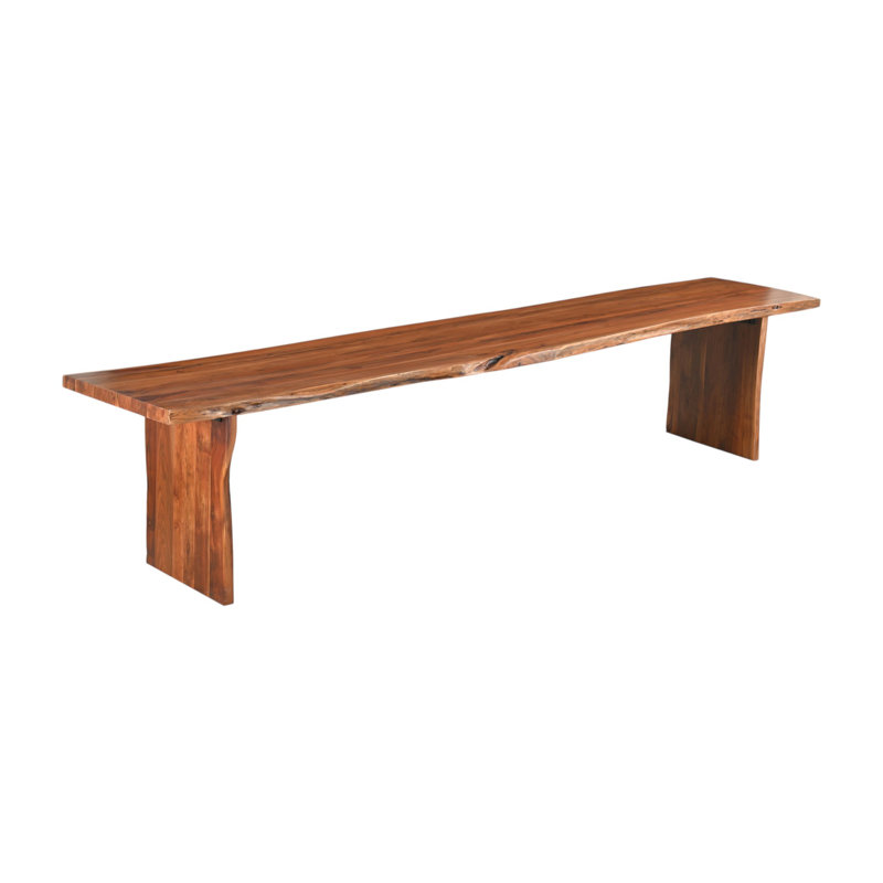 60" Brown Solid Wood Live Edge Dining Bench