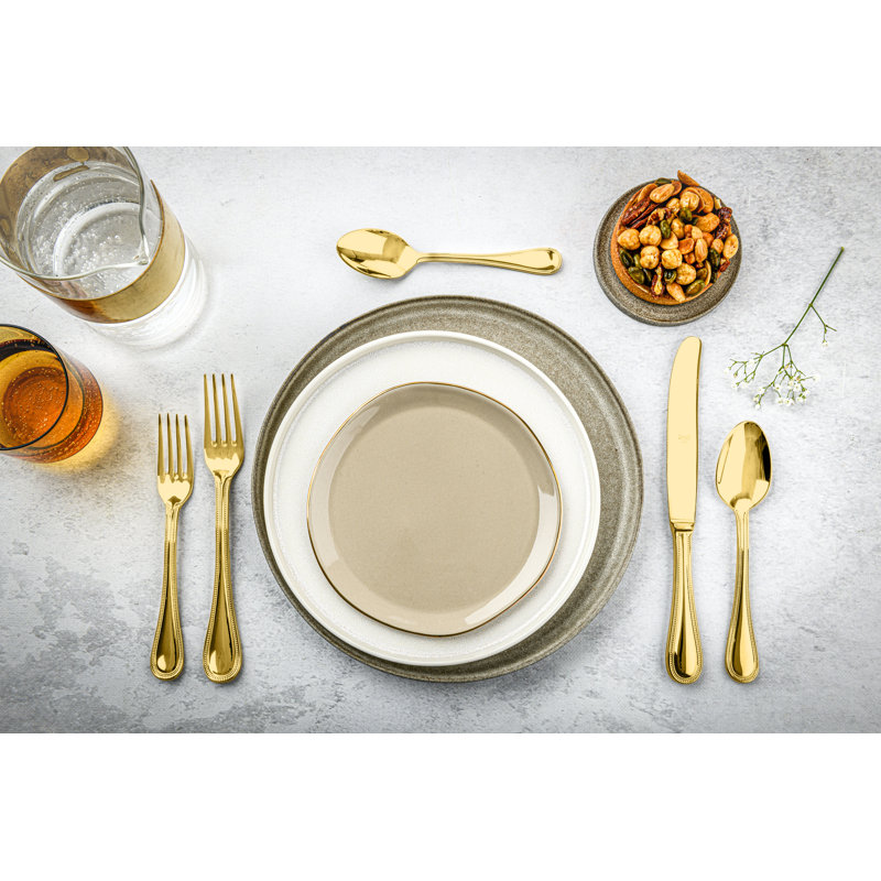 Perla 5 - Piece Stainless Steel Flatware Set - Service for 1, Gold