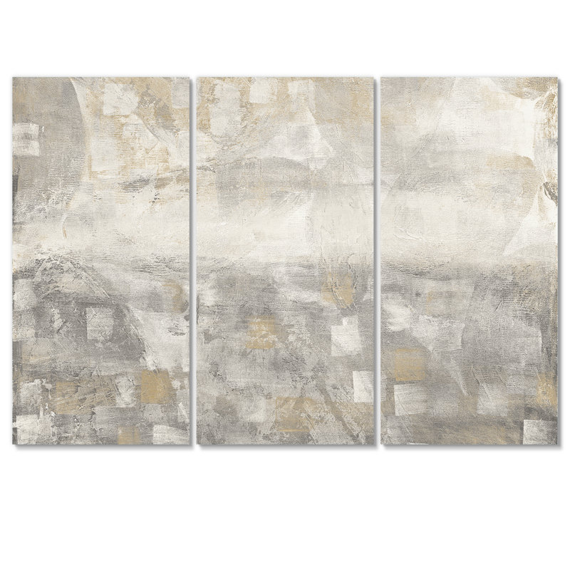 «Gray Abstract Watercolor», ensemble de 3 impressions sur toile tendue, H 28 po x l 36 po x P 1 po