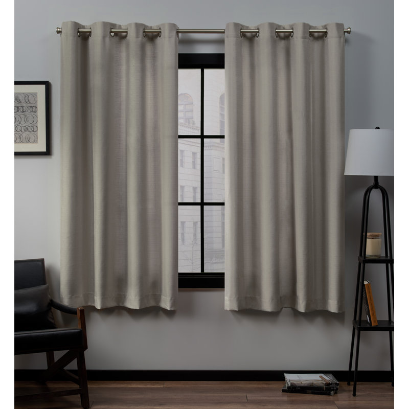 Loha GT Aaliyah Solid Color Semi-Sheer Grommet Curtain Panels, Vintage Linen, 54" W x 63" L