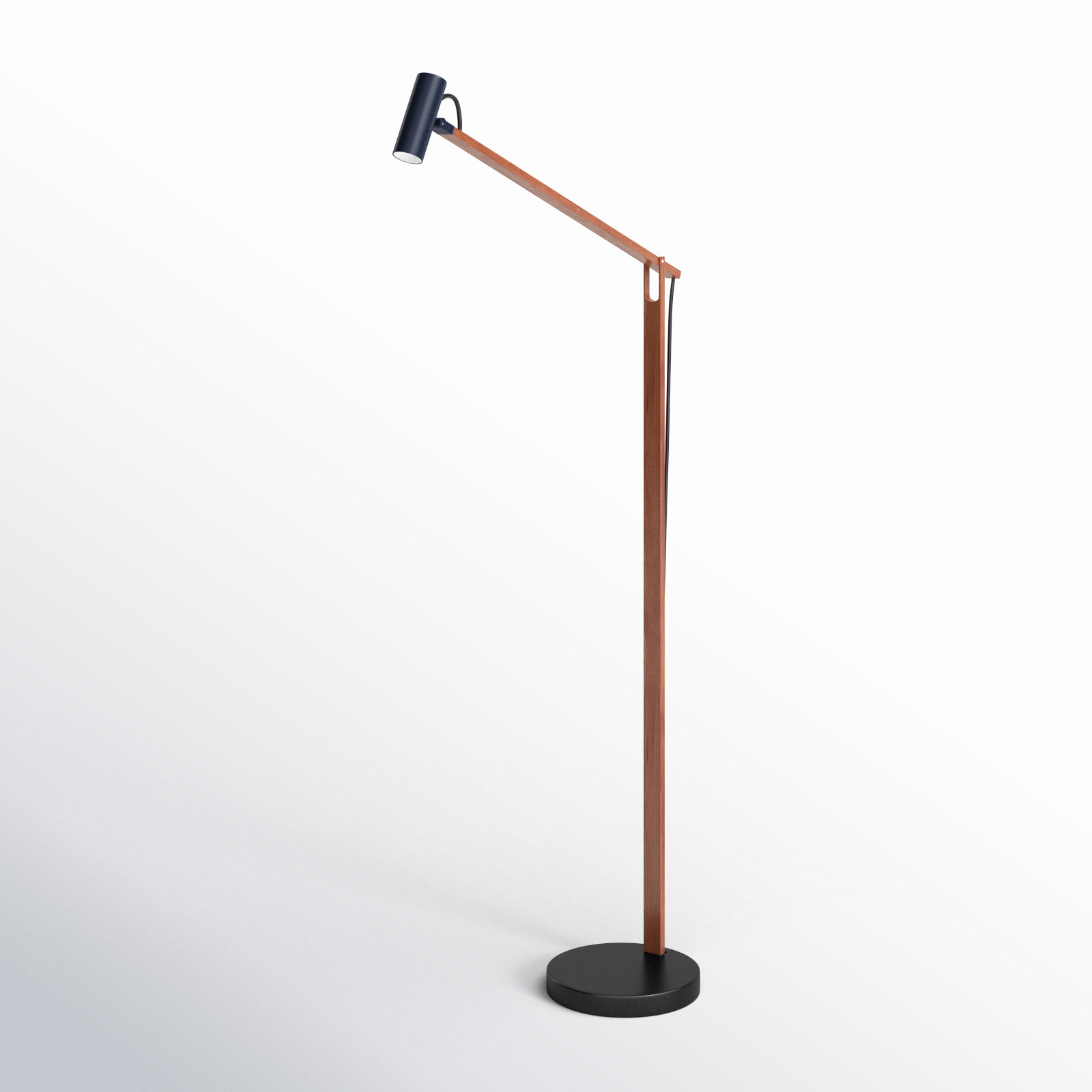 Dalila 60.5 " Dimmable Adjustable Height Floor Lamp, Walnut Wood/Black