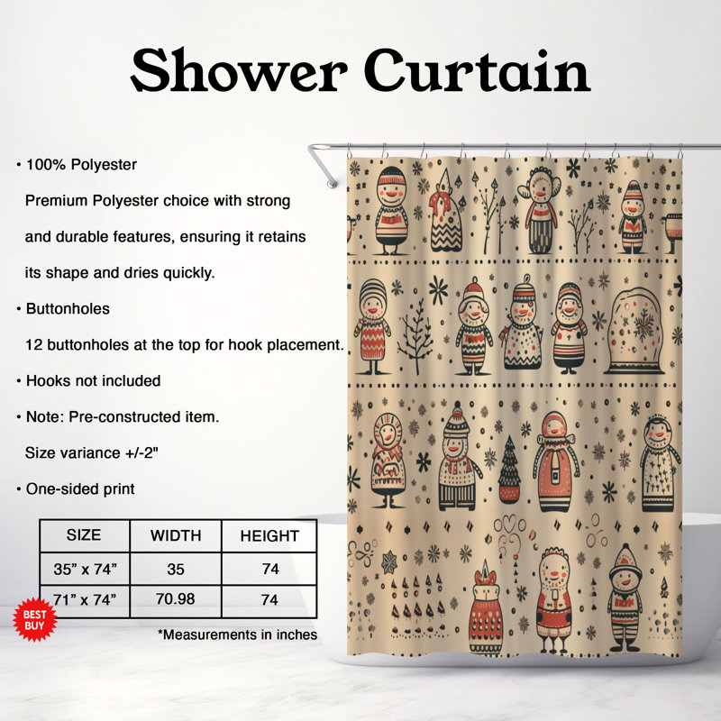 Rideau de douche Icy Snowman Concept - Premium, H 74 po x l 71 po