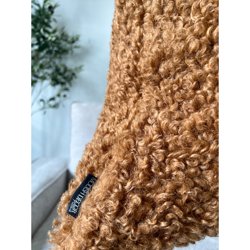 Housse de coussin Teddy, 24 po x 24 po, Châtaigne