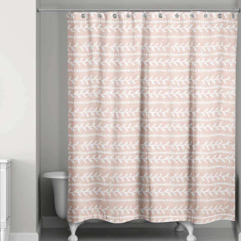 Rideau de douche simple à motif floral Trimont, Rosé