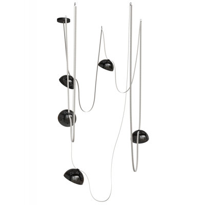 Fremont ​belt 5-light 551"l Pendant In Ivory/smoked Glass Bowls