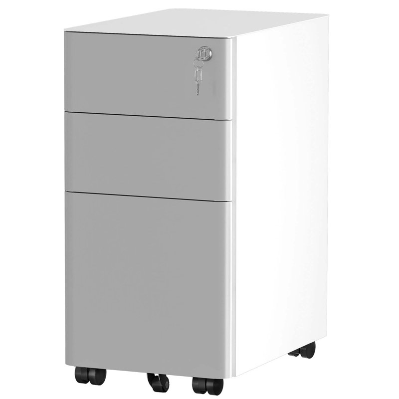 Danby 30cm Wide 3 -Drawer Steel File Cabinet, White/Grey