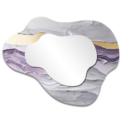 Lavender And Stones Transitional Horizon I - Transitional Cloud Decorative Wall Mirror, Modern Vanity Mirror, Printed on Metal