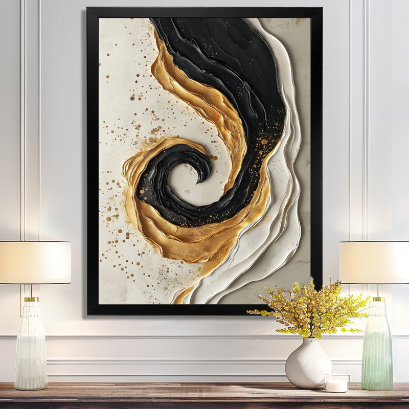 Suazo - art mural abstrait sur toile, 20" H x 12" W, Picture Framed, Black