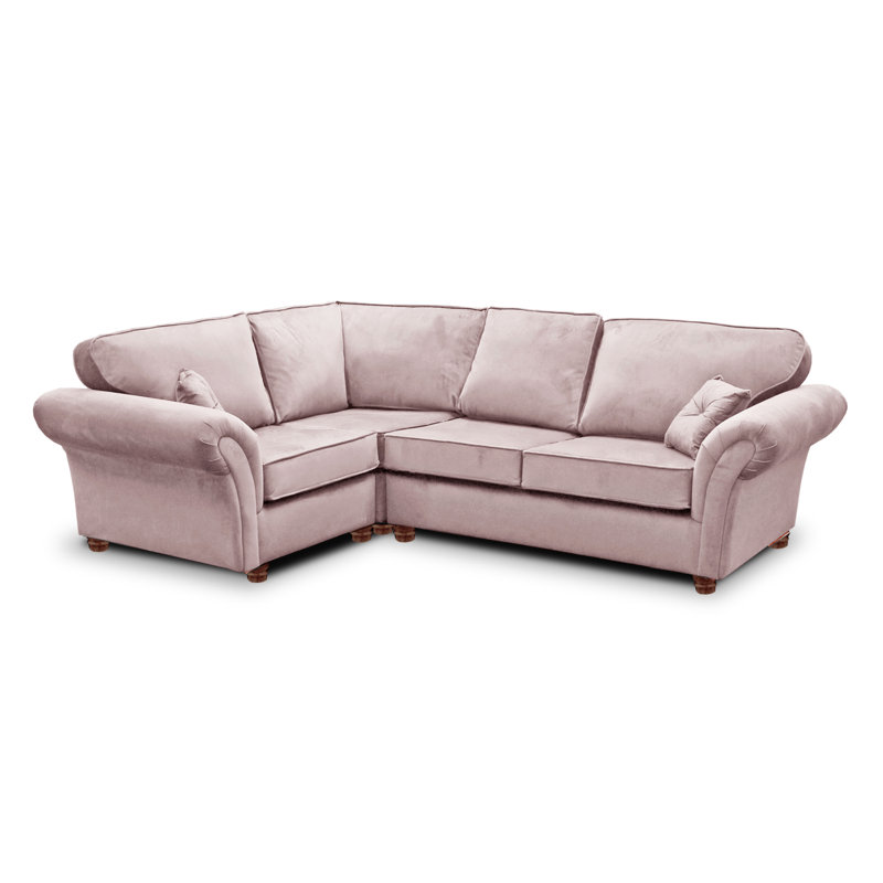 Lila 4 Seater Velvet Corner Sofa , Left Hand Facing, Dusky Pink