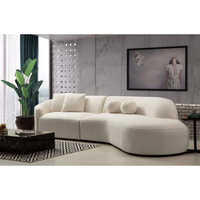 Canapé modulaire en velours 2 pièces, Velours ivoire
