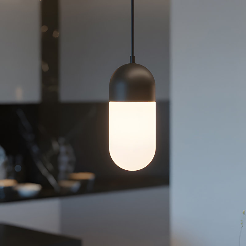 Luminaire suspendu DEL 5 po Ruhland, Noir