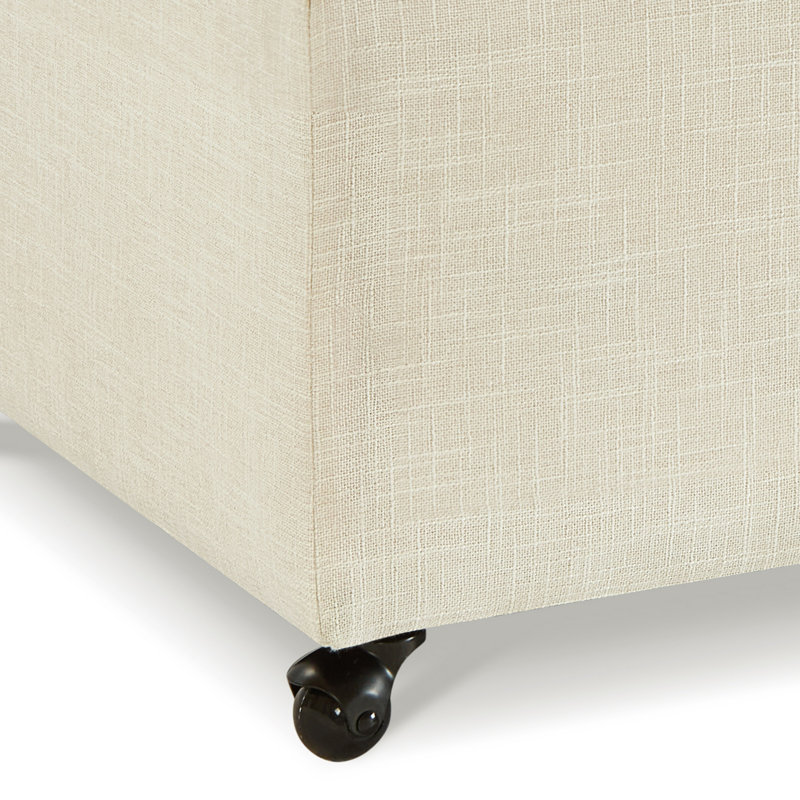 Modern Comfort Sofa Ottoman With Storage, Modular Sectional Storage Ottoman With Wheels, Ivory