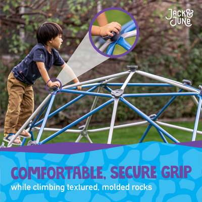 Jack & June Free-Standing Steel Jungle Gym Climber, Powder-Coated, UV-Resistant, Outdoor Play Dome for Kids, Durable Blue Climbing Structure for Backyard Fun