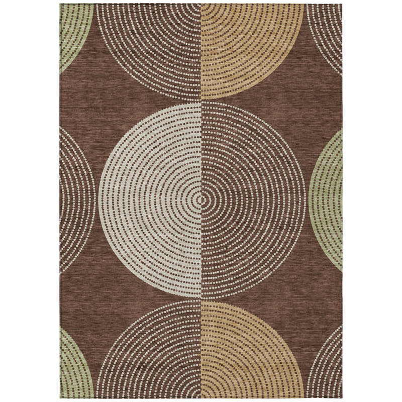 Machine Washable Indoor/Outdoor Hovey ACN2281 Geometric Rug, Rectangle 3' x 5'